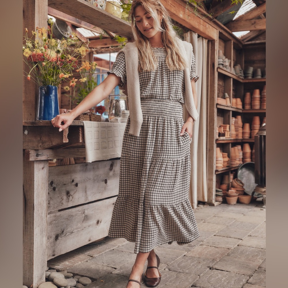 Chloe Smocked Plaid Maxi Skirt with Pockets | Marine Layer | XS